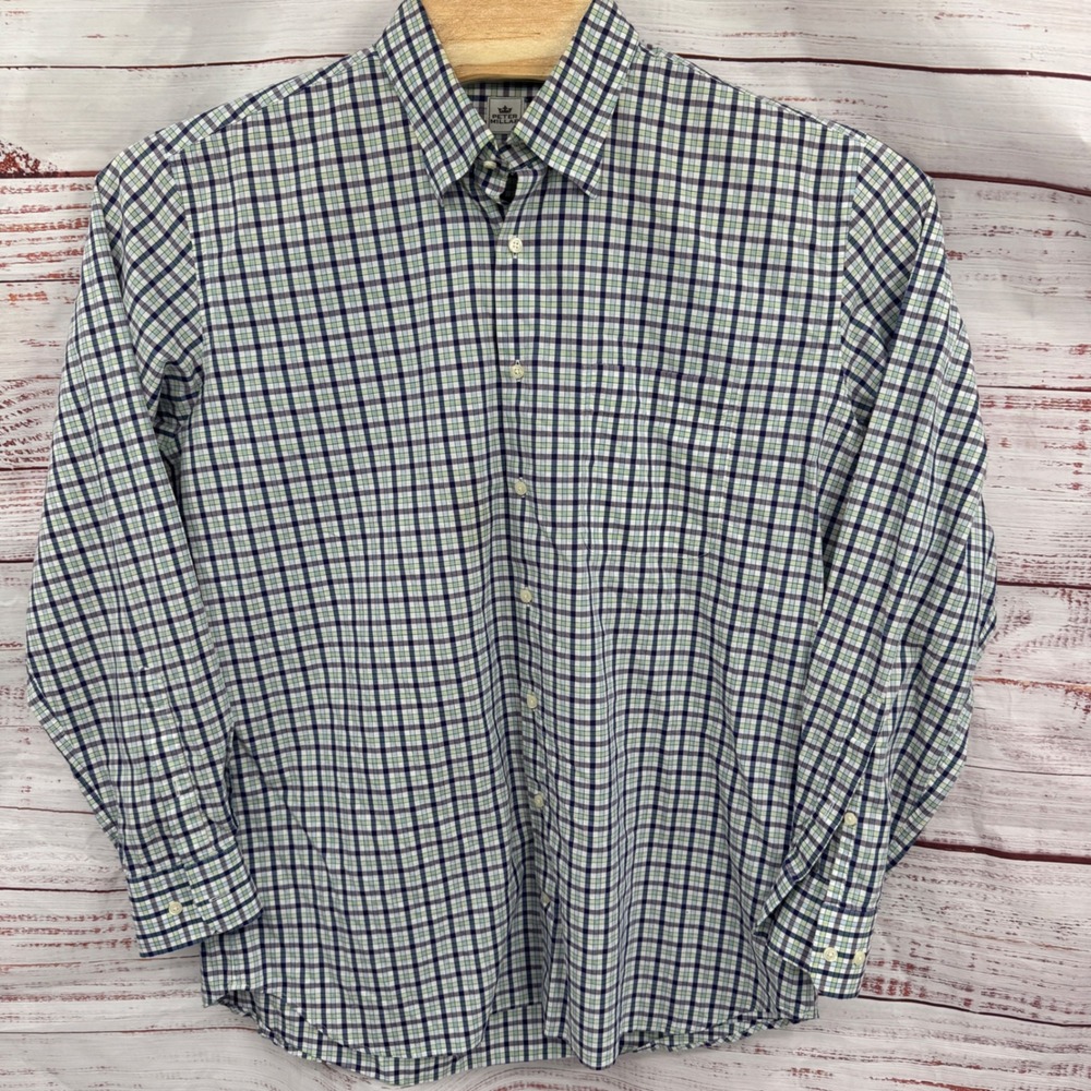 Peter Millar Shirt Mens Large Classic Fit Plaid Button Down Cotton Long Sleeve